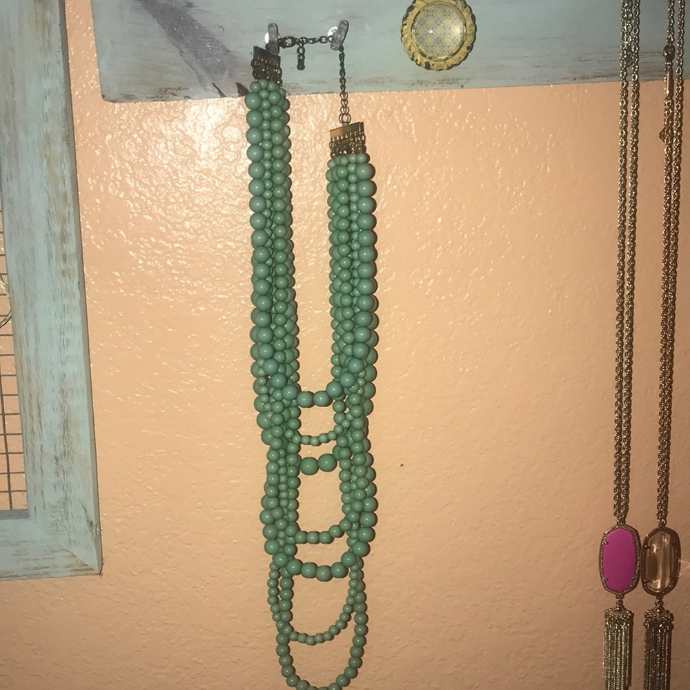Aqua layered beaded necklace